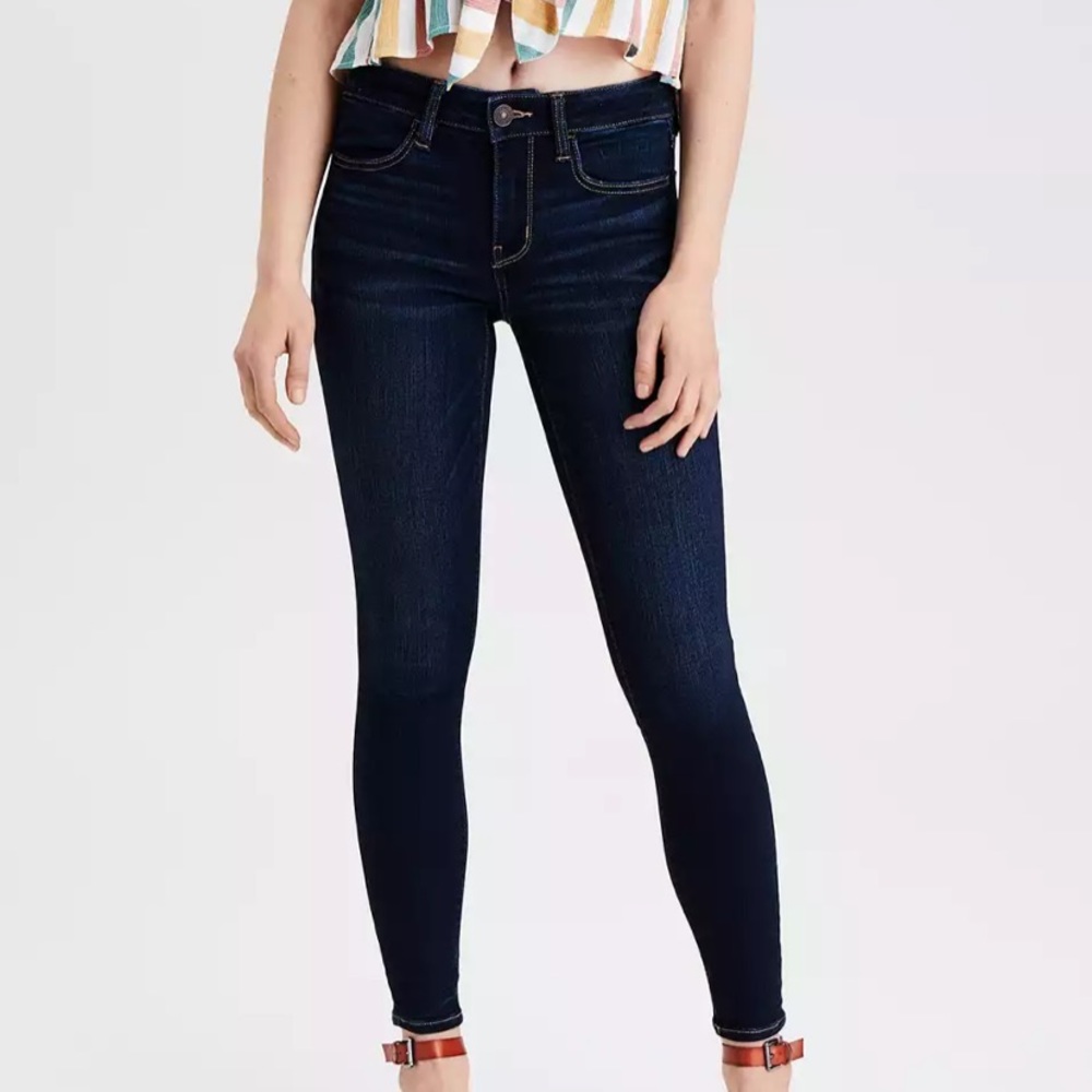 American Eagle Super Low Rise Jeggings, Dark Wash Jeans, Size 2